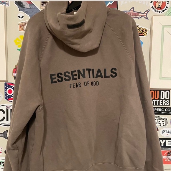 ESSENTIALS brown hoodie. - Picture 1 of 4